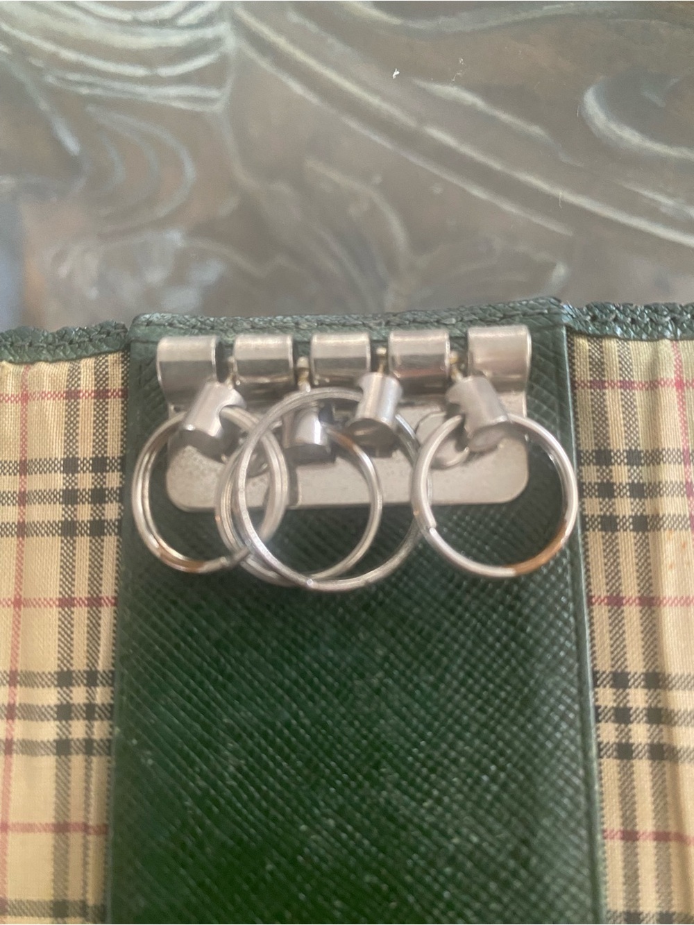 Burberry Dark Green Leather Key & Card Holder - Picture 9 of 11